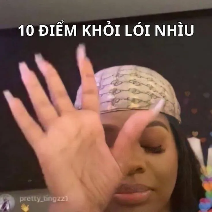 Hình meme vui tán thưởng bằng ánh mắt và cử chỉ đáng yêu