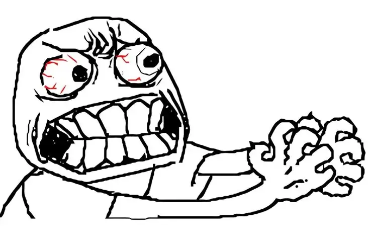 Biểu cảm giận nổi đoá, mắt trợn tròn, muốn bóp cổ