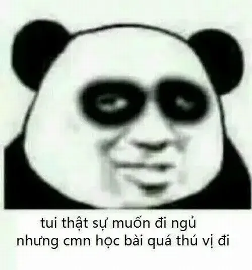 Meme gấu trúc mắt thâm với quầng mắt đen rõ và dáng ngồi mệt nhoài.