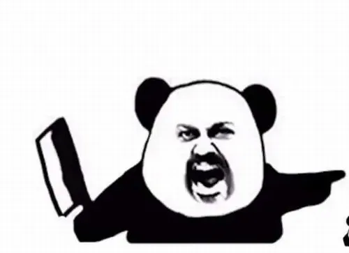 Meme gấu trúc tức giận cứng đờ vai, tay gập lại như kìm nén.