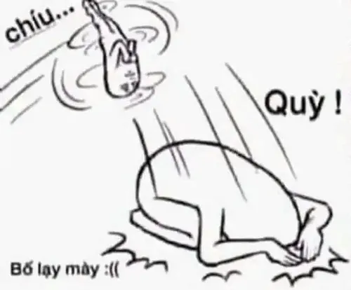 Meme gấu trúc quỳ xin lỗi với ánh nhìn xuống đất đầy hối lỗi.