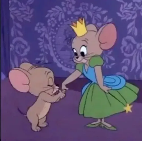 Hình meme hài Jerry thể hiện dáng đứng cứng đơ bằng lớp voan