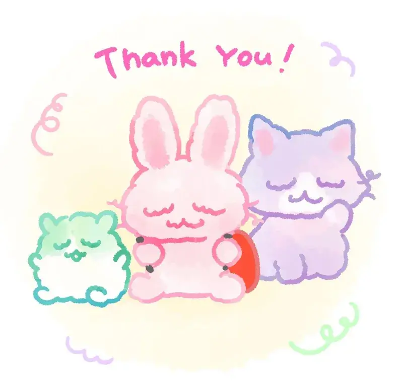 Gương mặt mèo cảm kích, nụ cười dịu dàng.