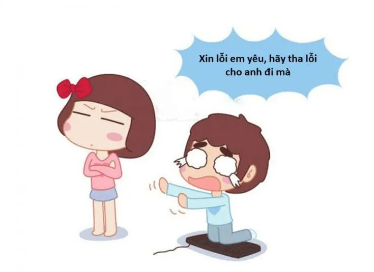 Meme xin lỗi người yêu pha chút lém lỉnh nhưng chân thành