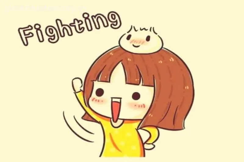 Ảnh chế fighting cố lên kèm nụ cười tiếp sức vui vẻ