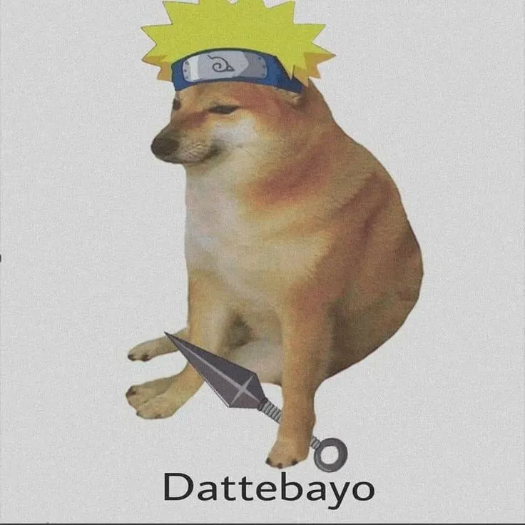 Chú chó Cheems Naruto cầm Kunai