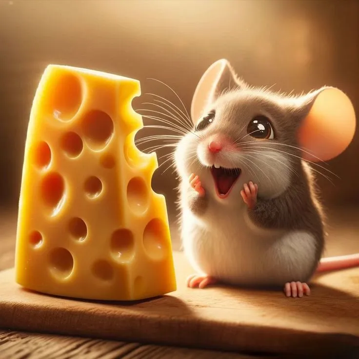Ảnh meme chú chuột đang ăn phô mát