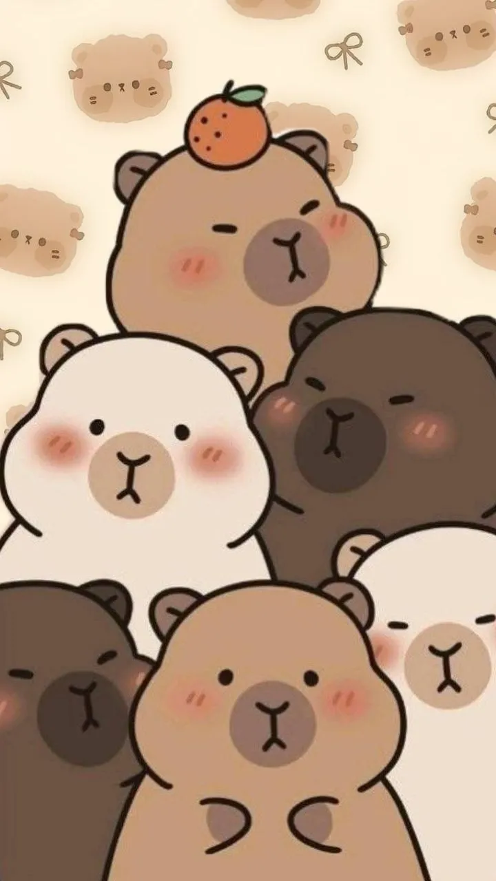 Cartoon hình nền capybara cute hoạt hình.