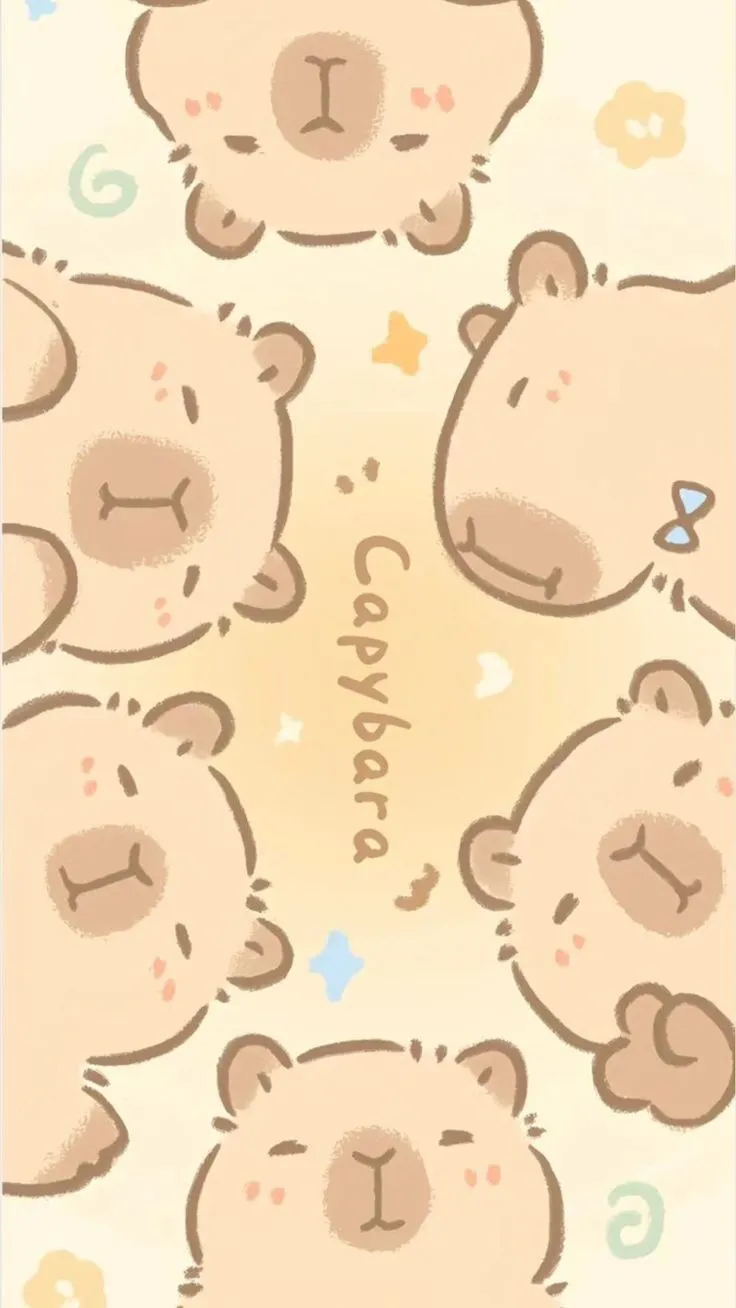 Hình nền điện thoại capybara chibi ngộ nghĩnh.