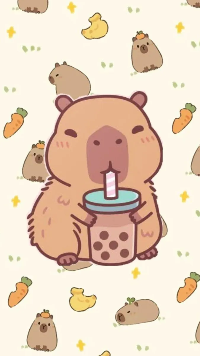 Ảnh nền capybara cute vô tri hài hước.