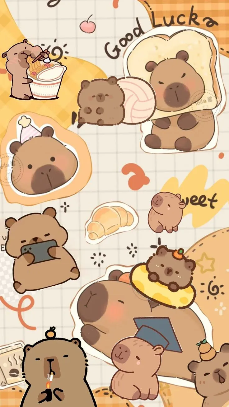 Hình nền capybara cute vô tri cực lầy.