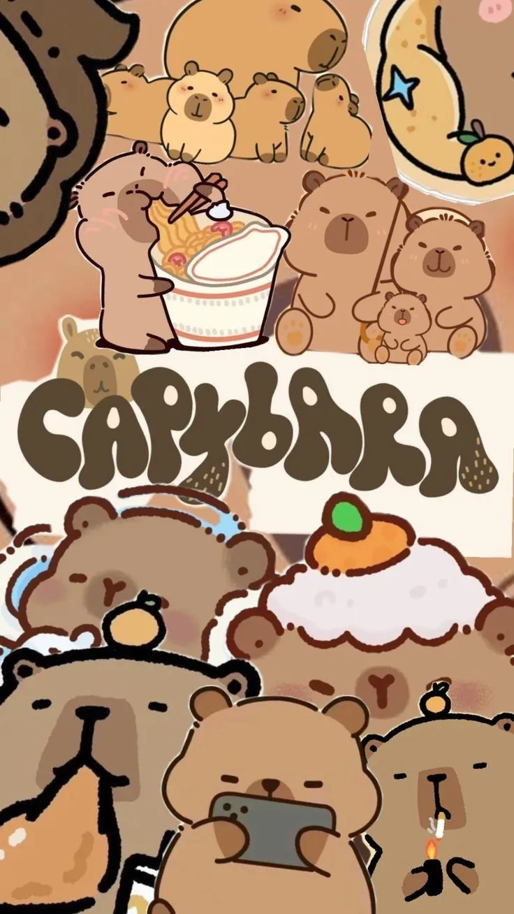 Hình nền capybara màu hồng cực đáng yêu.