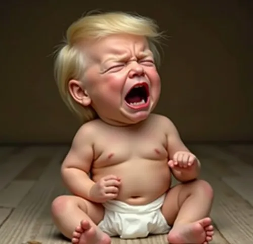 Ảnh meme em bé Trump khóc vừa buồn vừa cưng không chịu nổi