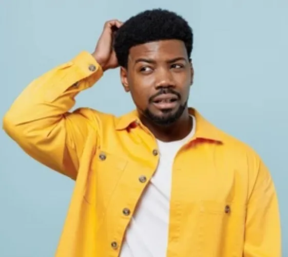 48 Hình chế chàng trai da đen gãi đầu lo lắng bối rối