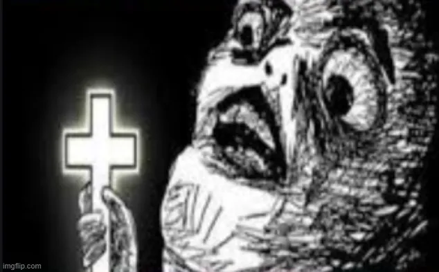 Meme cầm thánh giá trong tình huống rùng rợn