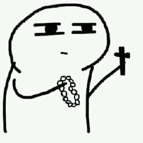 Meme troll bàn tay run run nắm chặt cây thánh giá nhỏ bằng gỗ