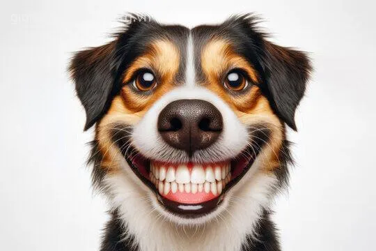 Hình chế chó cười toe trong khung ảnh chụp cận mặt