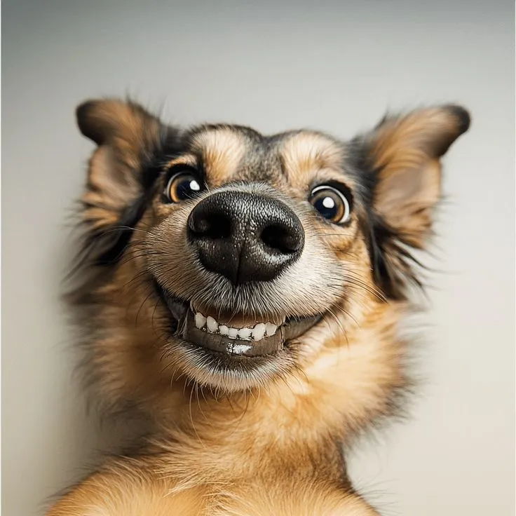 Chó cười hồn nhiên lan tỏa sự trong sáng vô tư.