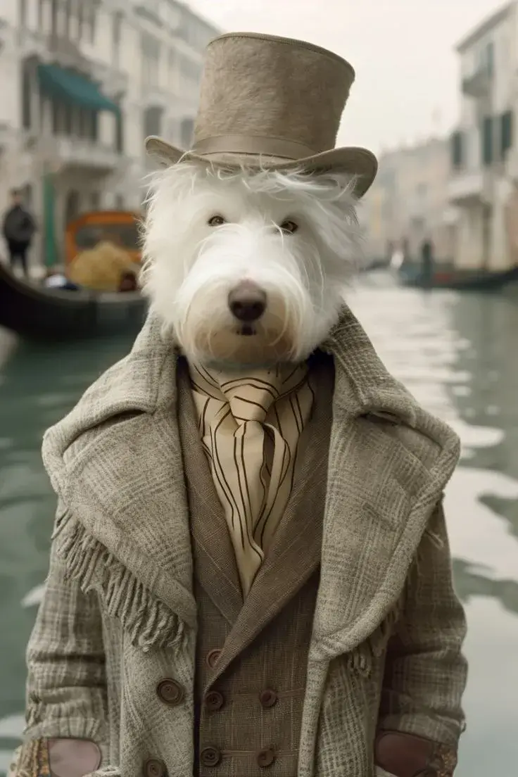 Ảnh chế chó doanh nhân ngồi ghế sofa da đầy uy nghi