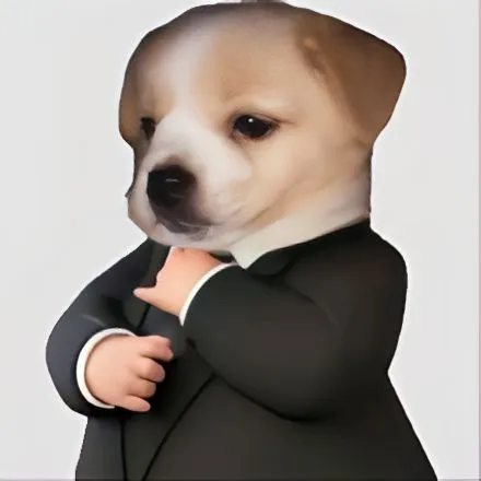 Ảnh chế boss chó diện vest đen cà vạt đỏ lạnh lùng