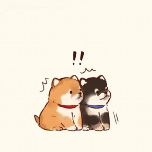 Hình troll chó chibi nằm gối đầu lên mèo nhìn đáng yêu ghê