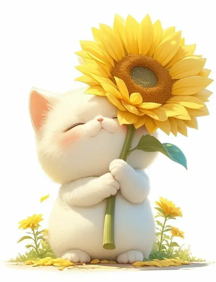 Meme mèo dễ thương với bó hoa rực rỡ cực chill