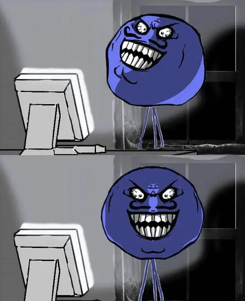 Meme cười đểu, nụ cười hiểm độc khó đoán.