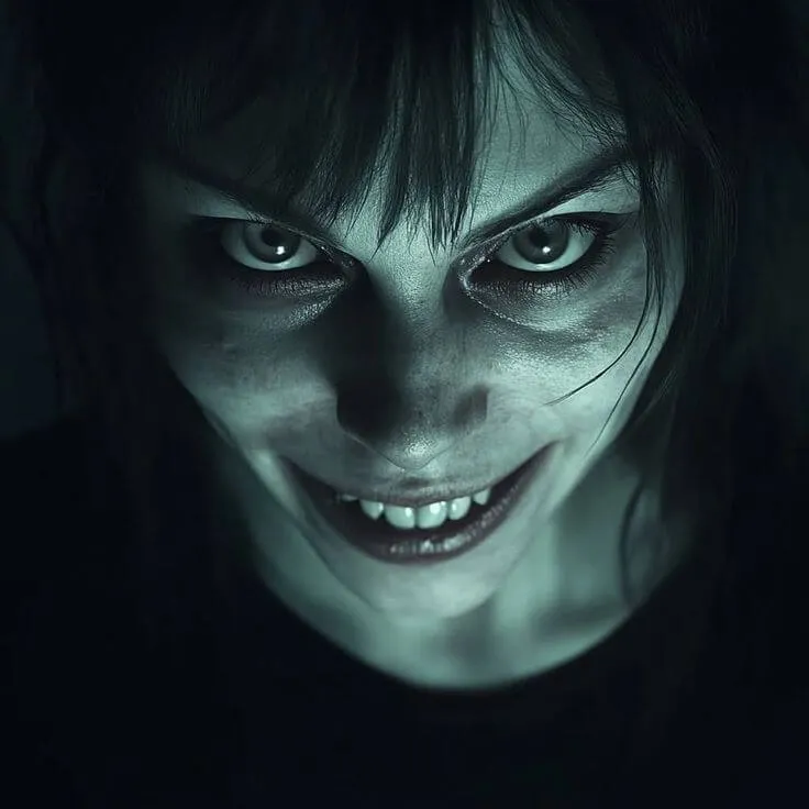 Biểu cảm cười hiểm độc, khuôn mặt u ám.