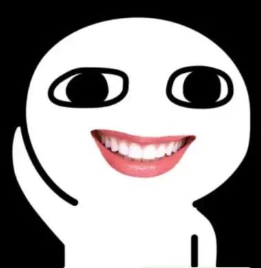 Meme nhe răng cười cực sảng khoái và dễ thương.