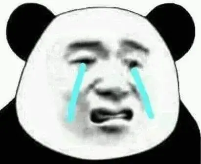 Ảnh troll buồn rầu ghi cảnh gấu trúc dựa vào thân cây ẩm, vẻ mặt rối bời.