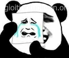Meme gấu trúc khóc thể hiện ánh mắt u buồn và hơi thở nặng nề như vừa chịu áp lực.