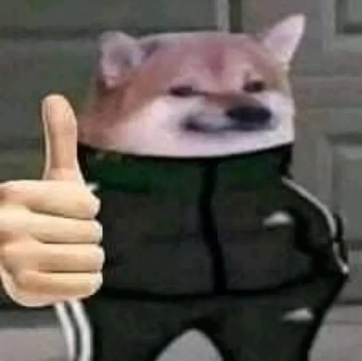 Meme Shiba giơ ngón tay cái đồng thuận