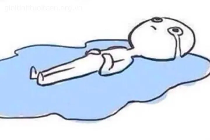 Ảnh chế nước mắt lưng tròng như đang kể chuyện tình tan vỡ.