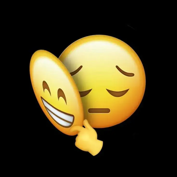 Icon cười gượng gạo, che giấu tổn thương.