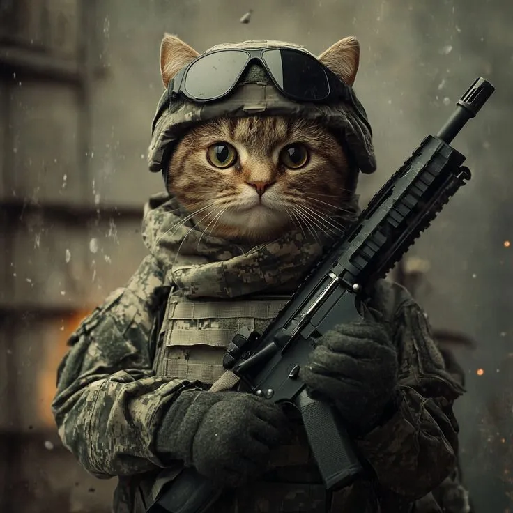 Ảnh vui caption troll đi kèm meme mèo súng