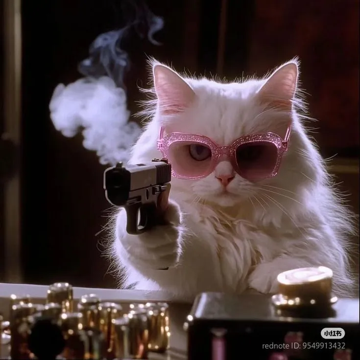 Meme chế chú mèo xám trừng trừng nhìn cực gắt