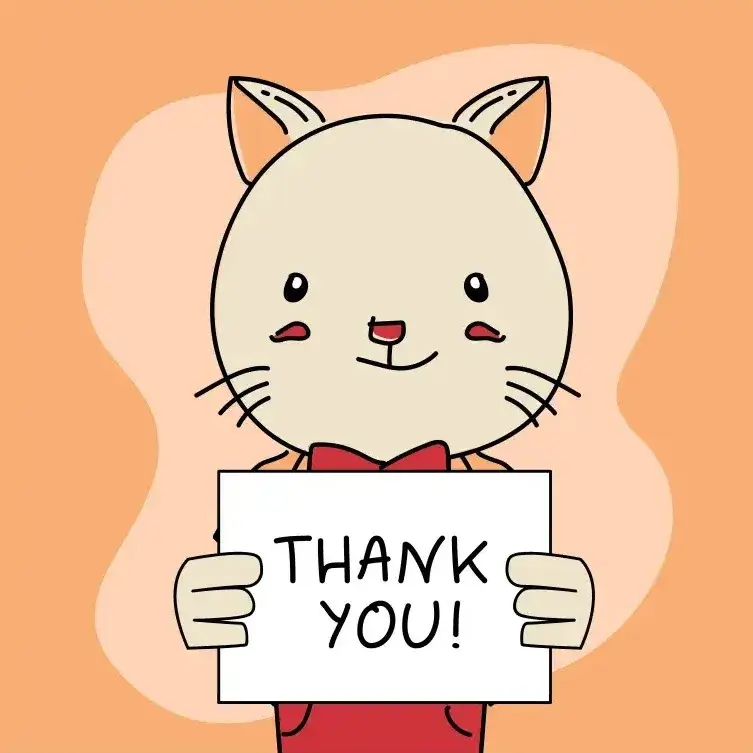 Hình ảnh mèo cảm ơn, tai vểnh ngộ nghĩnh.