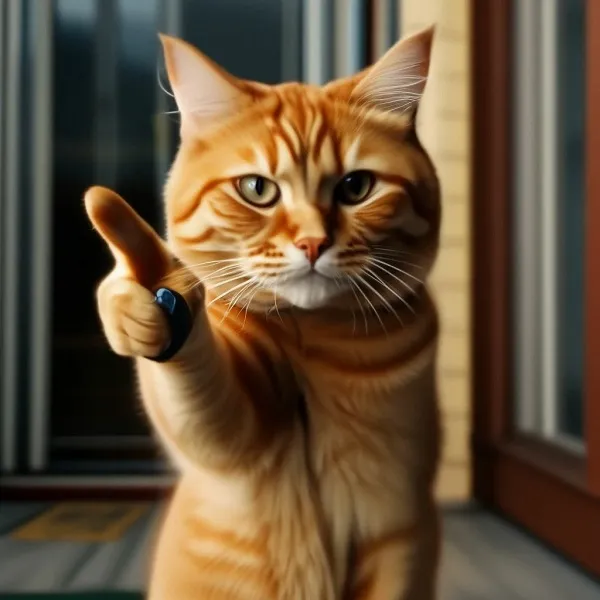 Ảnh vui mèo chỉ tay cười toe tạo vibe thân thiện