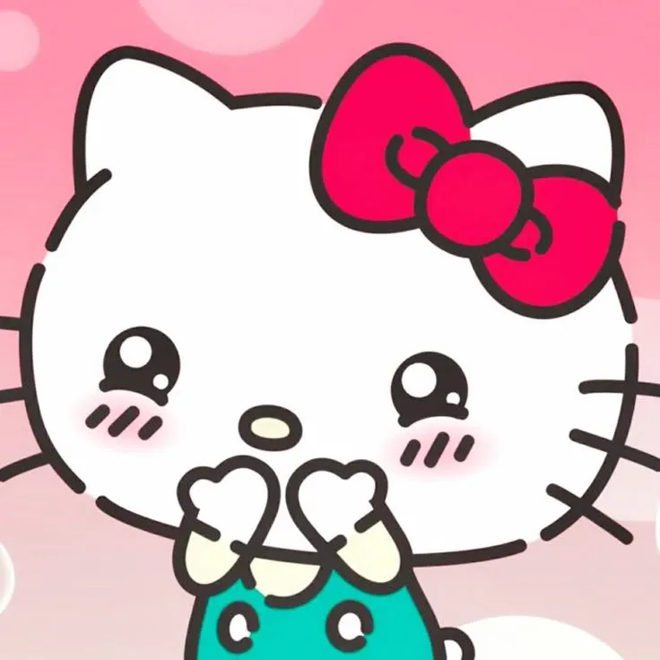 Meme chế mèo Kitty né tránh ánh nhìn xấu hổ cực