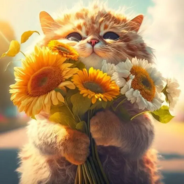 Bộ meme mèo tặng hoa gây bão với biểu cảm ngọt ngào