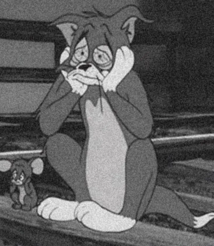 Meme chế Jerry và Tom biểu cảm ngáp muốn rách miệng.