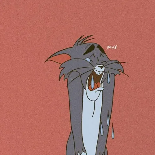 Meme mèo Tom khóc bi kịch với ánh mắt tuyệt vọng.