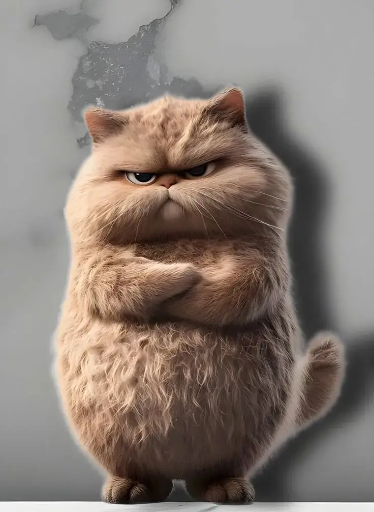 Hình troll mèo gắt nhẹ vì hết đồ ăn vặt