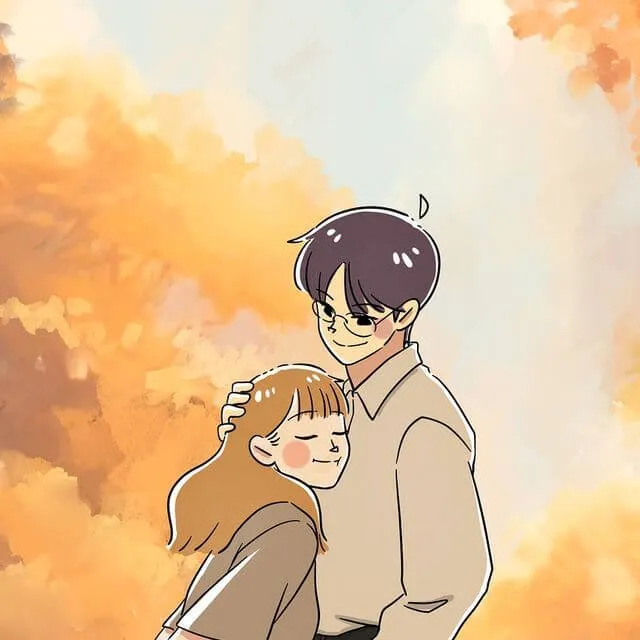 Hình chế người yêu tựa vai nhau nhìn trời