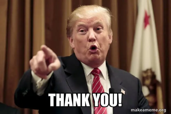 Meme cảm tạ đầy thân thiện và dễ thương.