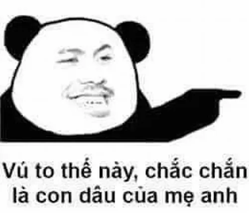 Meme gấu trúc troll với miệng cong giễu rất rõ ràng.