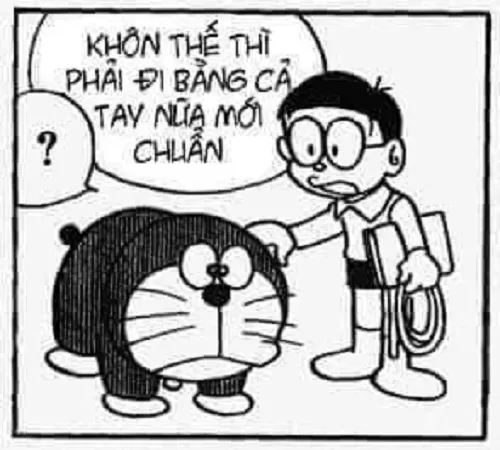 Hình troll Doraemon năn nỉ Nobita làm bài tập