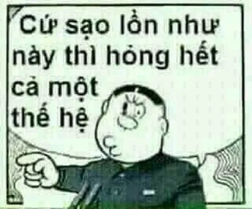 Meme Doremon cầm bánh rán với gương mặt siêu troll