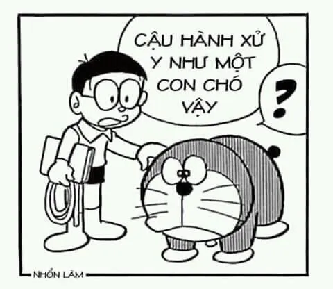 Meme hài Nobita bị Chaien kéo tai trong lớp học