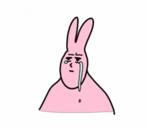 Hình chế meme vui thỏ hồng nhìn trộm qua vai, mắt tinh nghịch